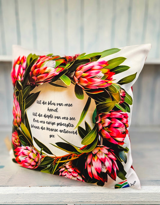 Cushion cover - double sided Red Proteas