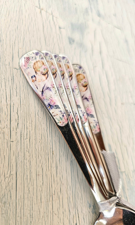 Set of 6 Teaspoons - protea grey