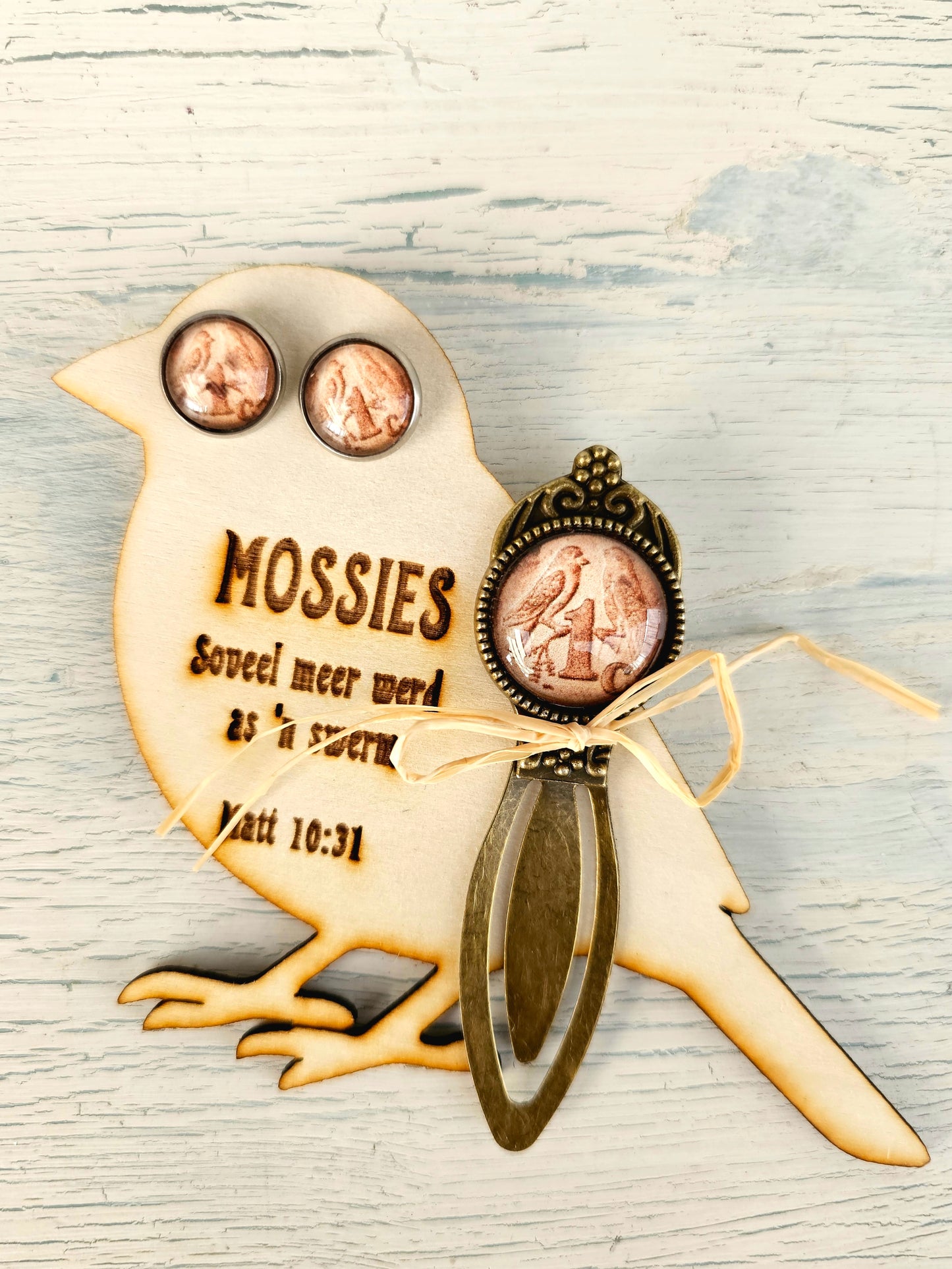 Mossie earing & bookmark set