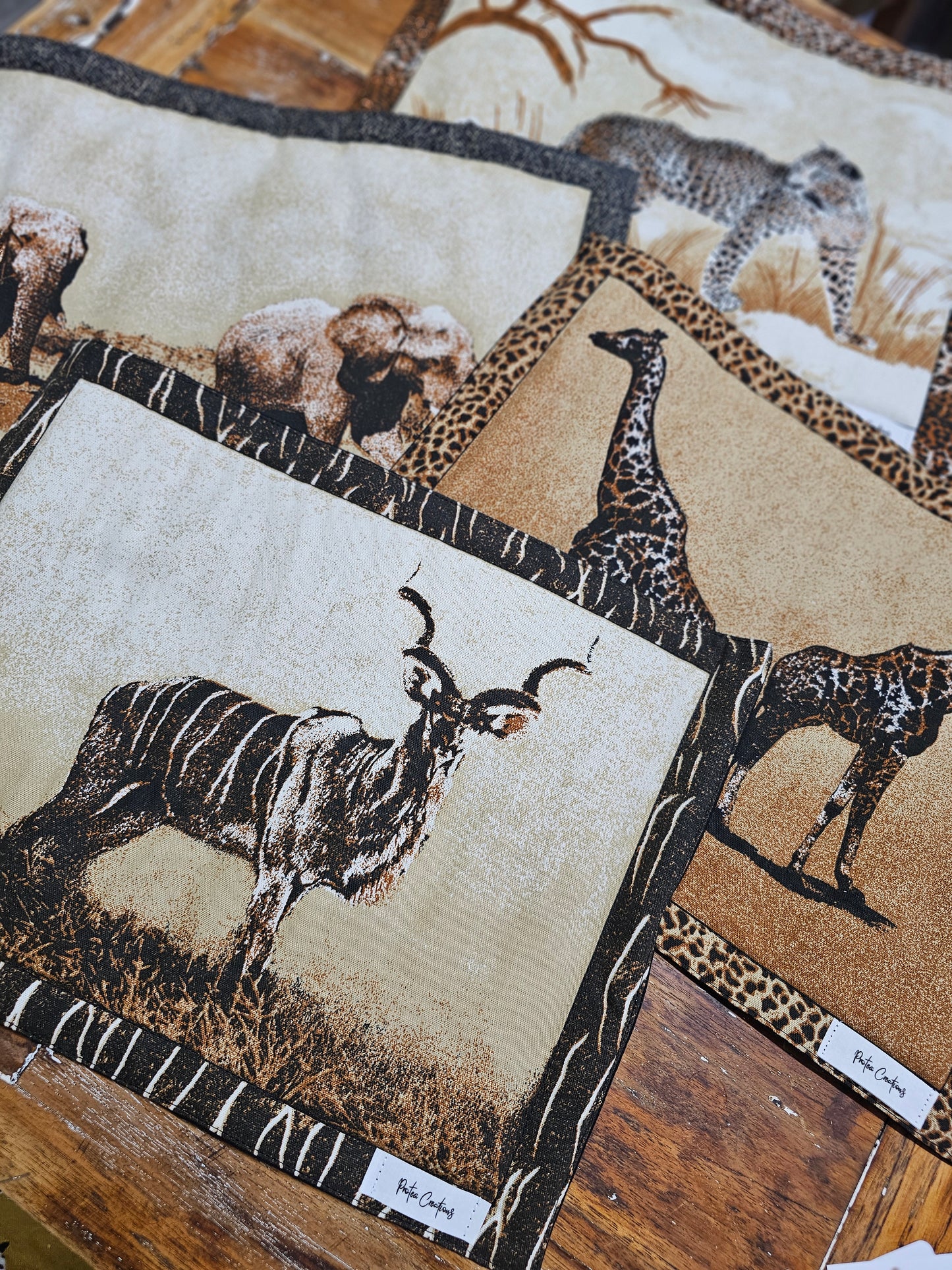 Handmade placemats set of 4 Animals