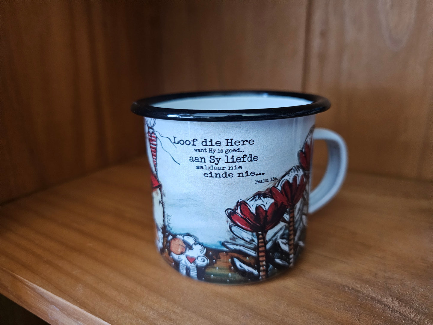 Blik bekers - Camping mugs, Loof die Here