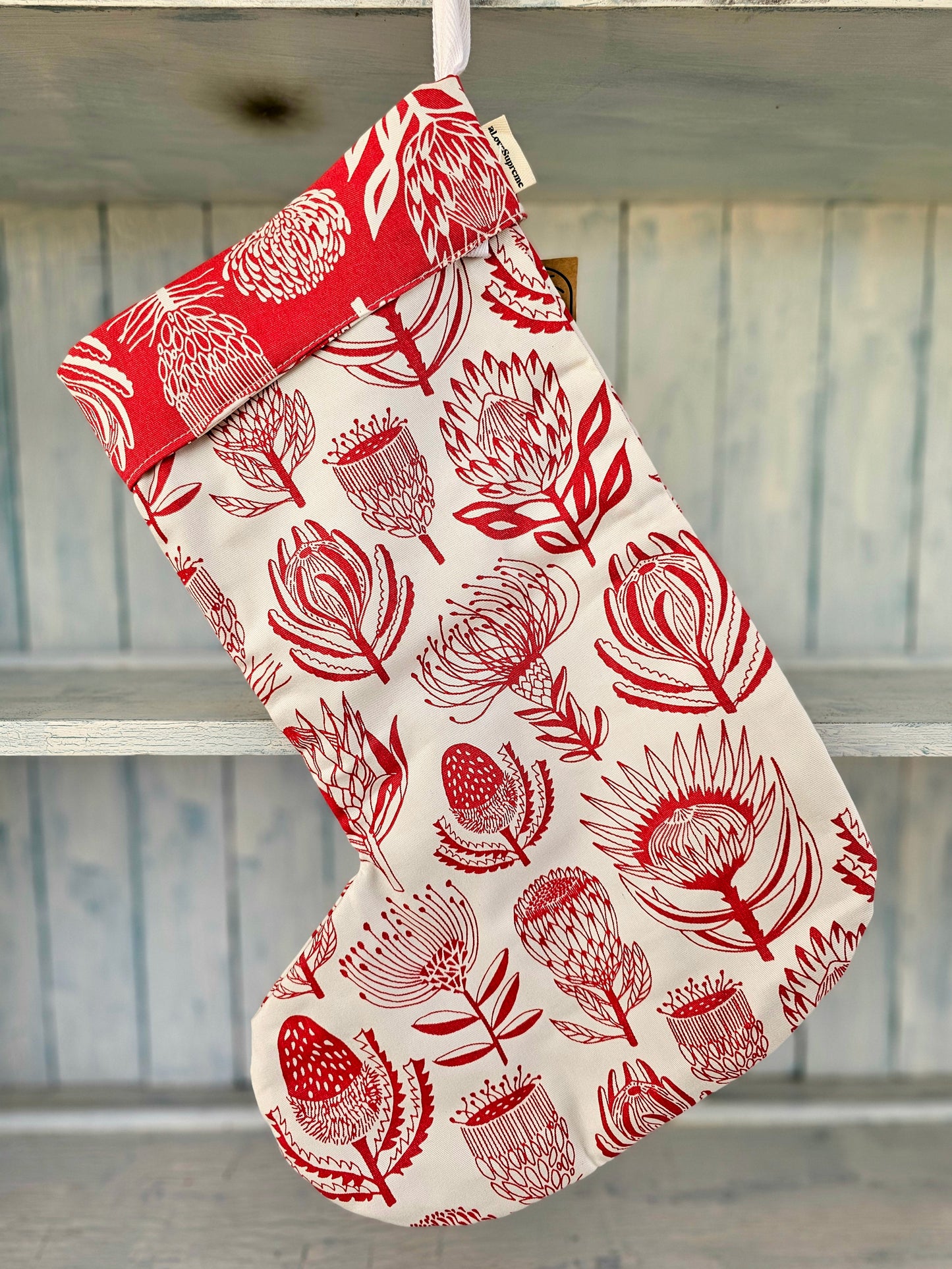 Large Christmas stocking Red Proteas