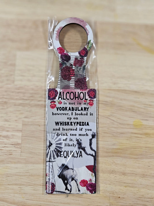wooden gin tag
