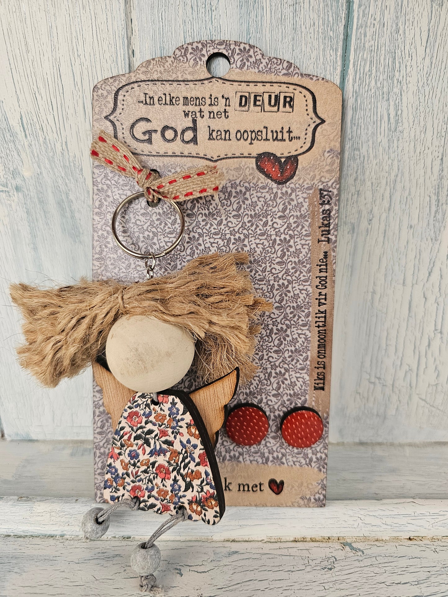 Angel keyring earing set red