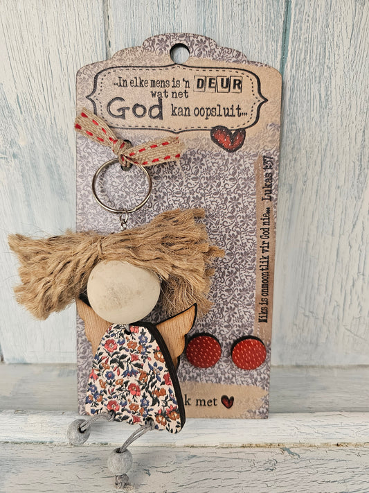 Angel keyring earing set red