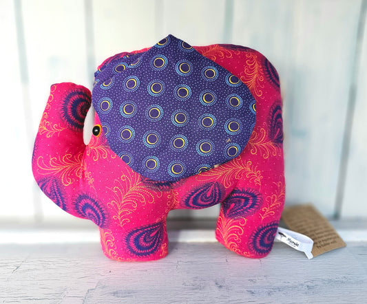 shweshwe Elephant Soft toy - Pink & purple