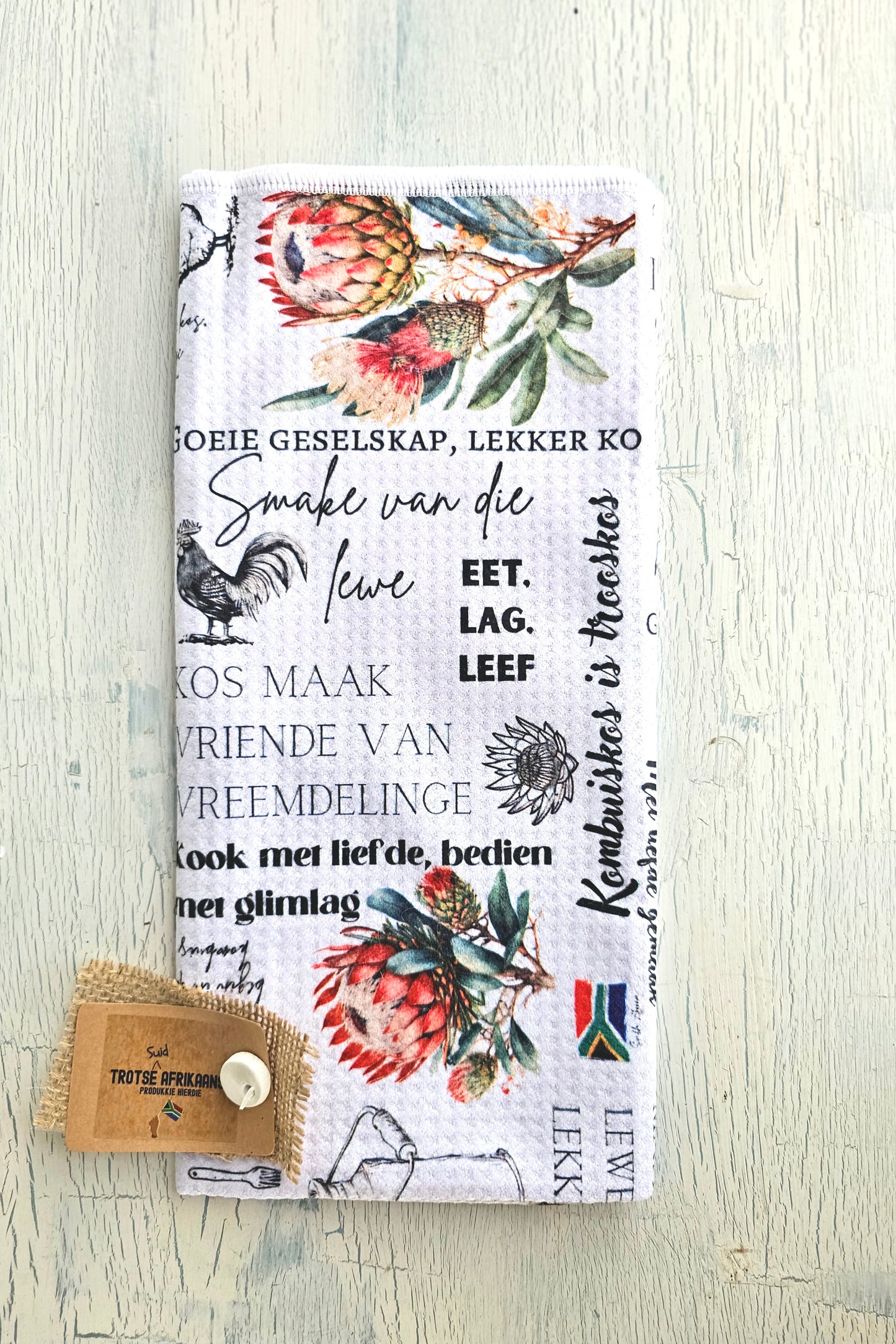Tea towel - Afrikaans words