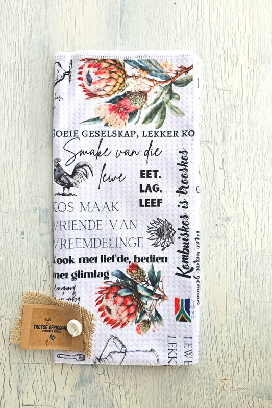 Tea towel - Afrikaans words