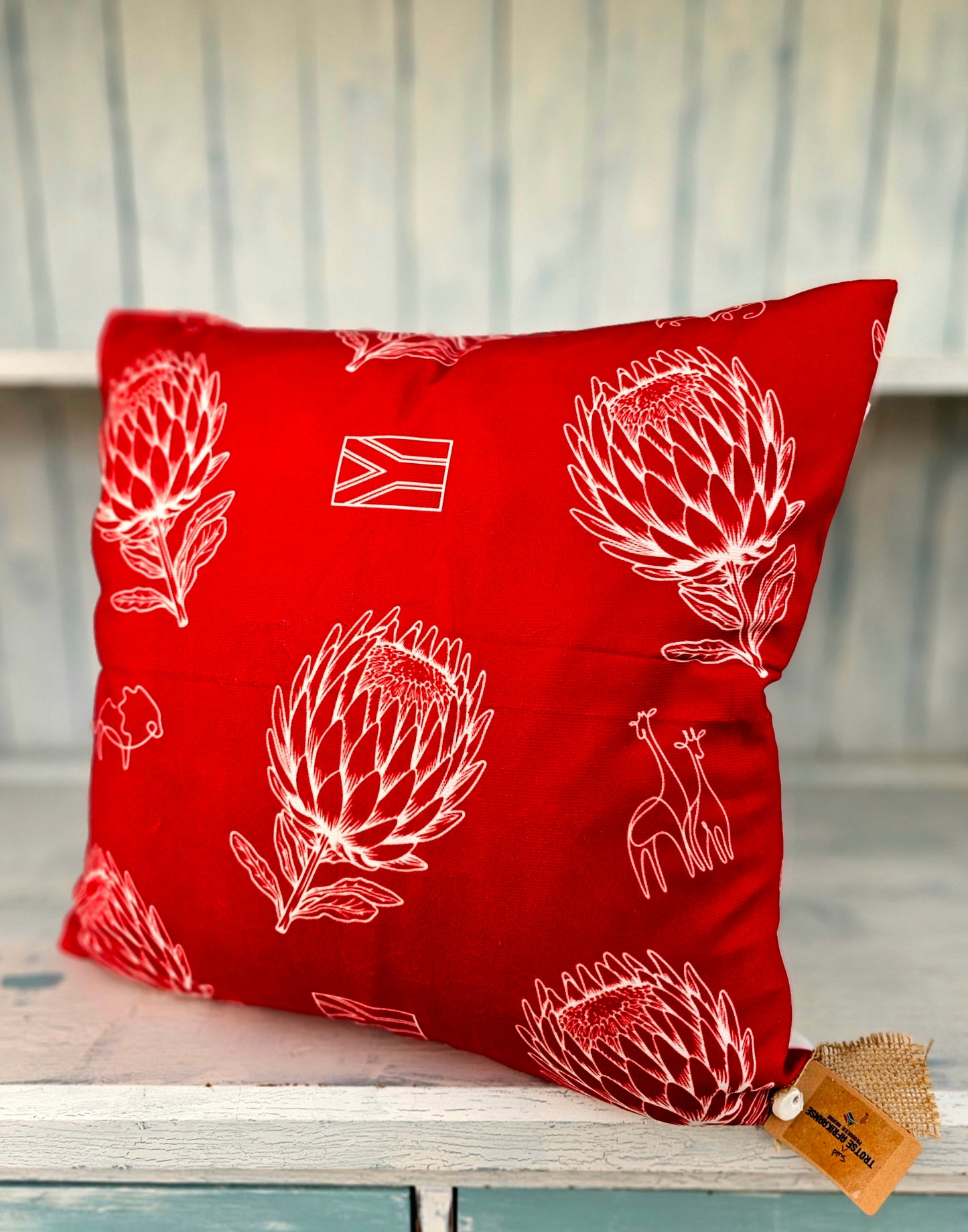 Cushion cover - double sided Red Proteas