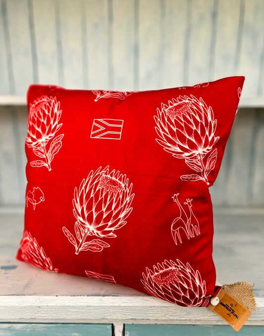 Cushion cover - double sided Red Proteas