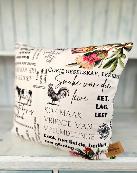 Cushion cover - double sided Proteas & Writing