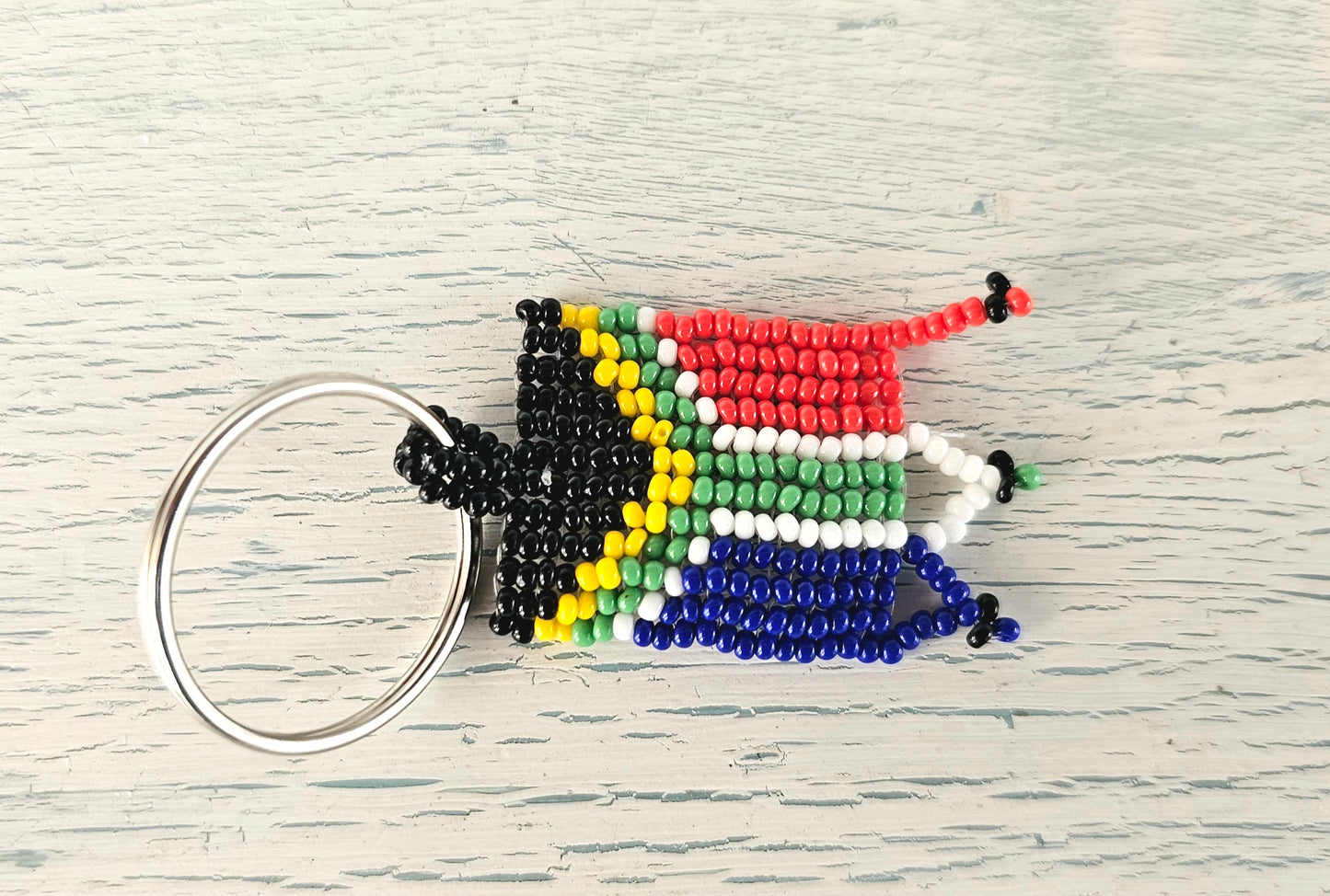Beaded SA flag keyring