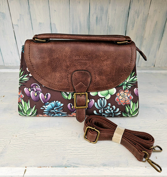 Dark brown Handbag - Succulents
