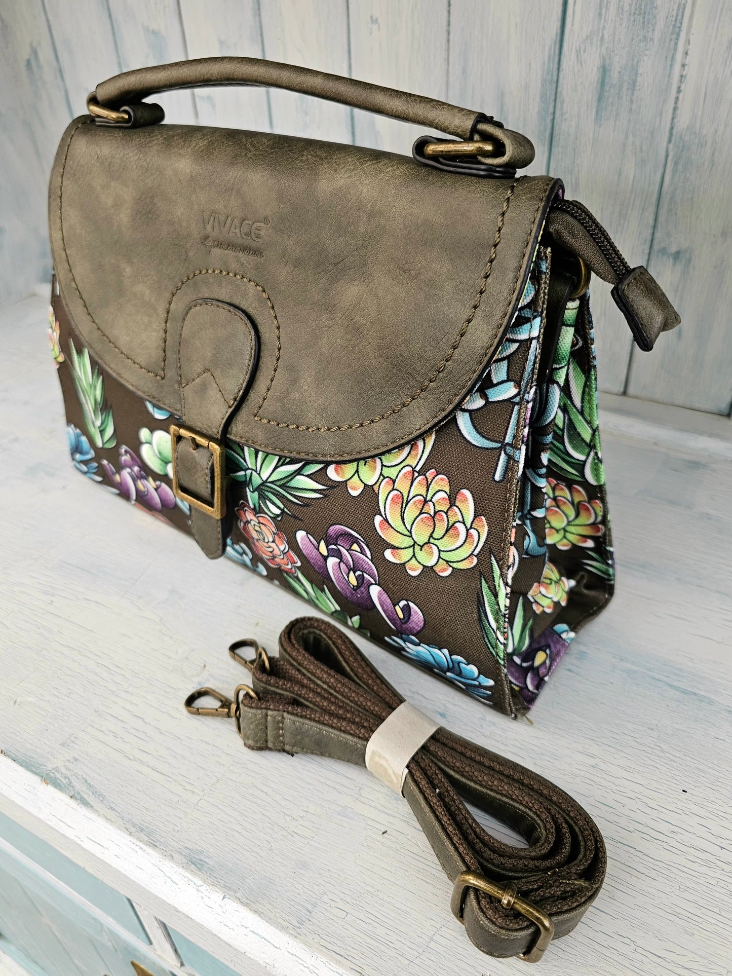 Olive Handbag - Succulents