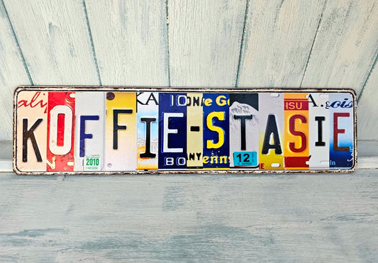 Koffiestasie wooden number plate