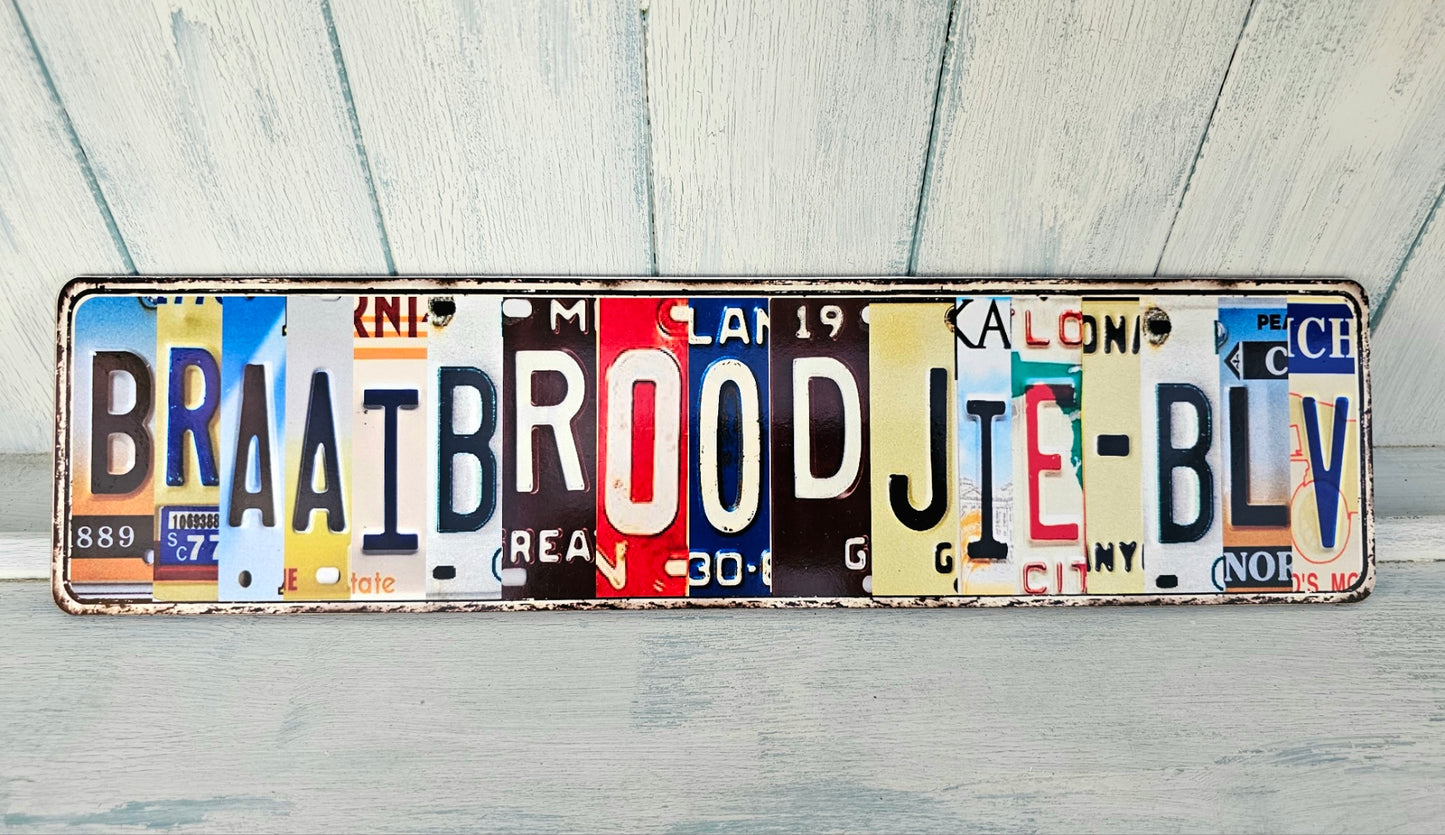 Braaibroodjie wooden number plate