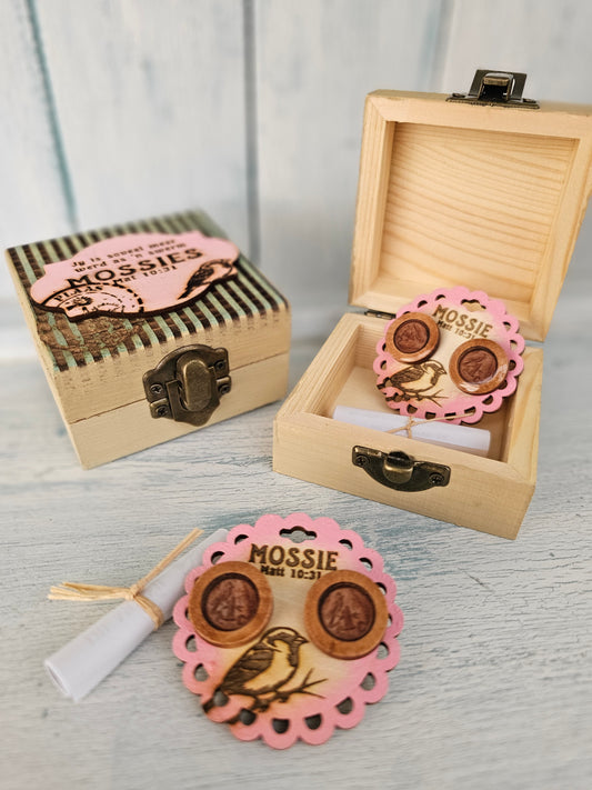 Mossie oorbel houer stel