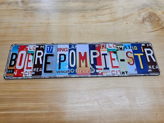 Boerepompie wooden number plate