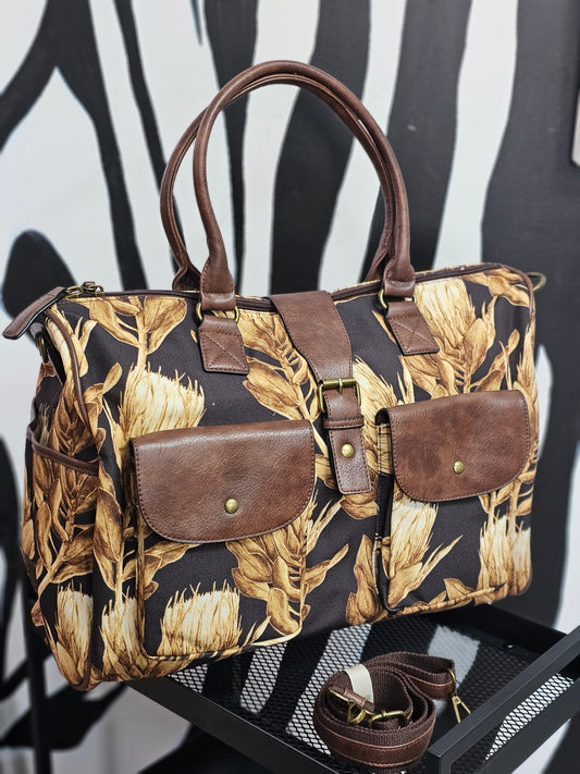 Large Travel bag - Protea Black & tan