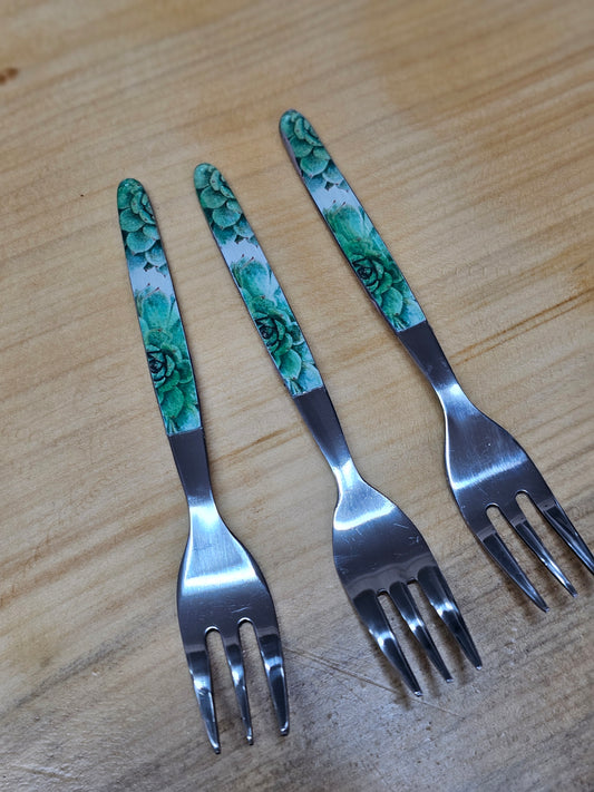 Cake fork - succulents