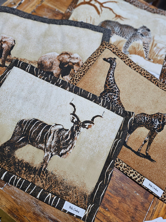 Handmade placemats set of 4 Animals