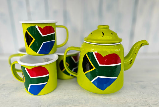 SA Flag in heart Camping Set - Hand painted in SA