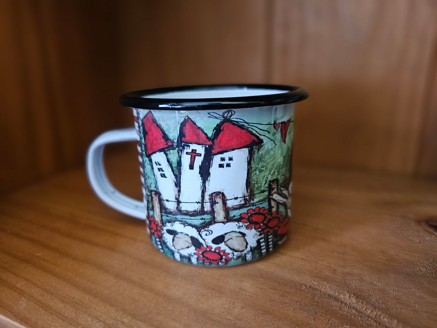 Blik bekers - Camping mugs,3 huisies