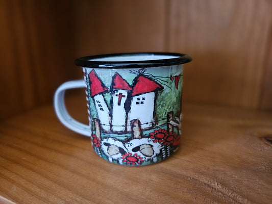 Blik bekers - Camping mugs,3 huisies