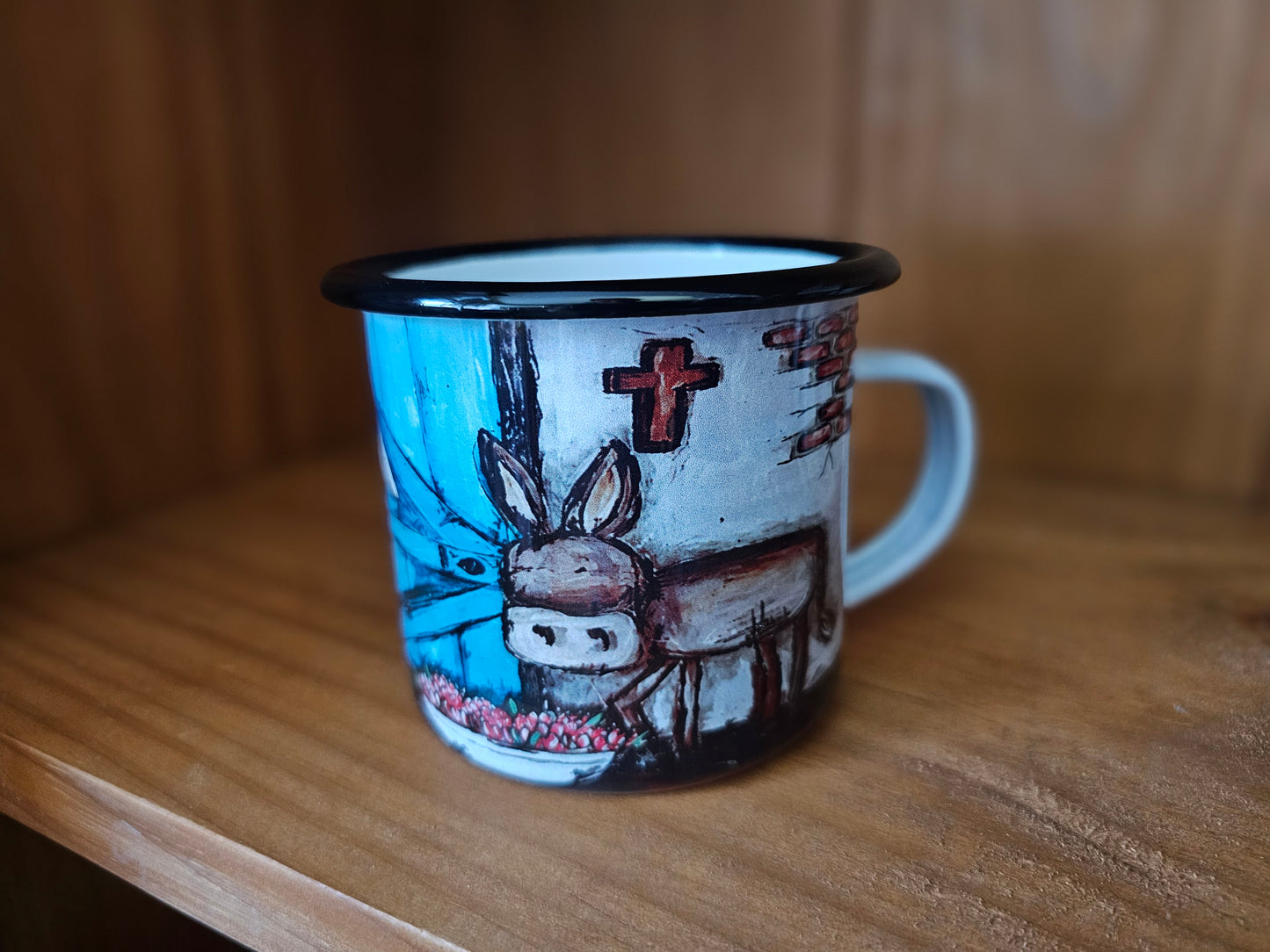 Blik bekers - Camping mugs,blou deur
