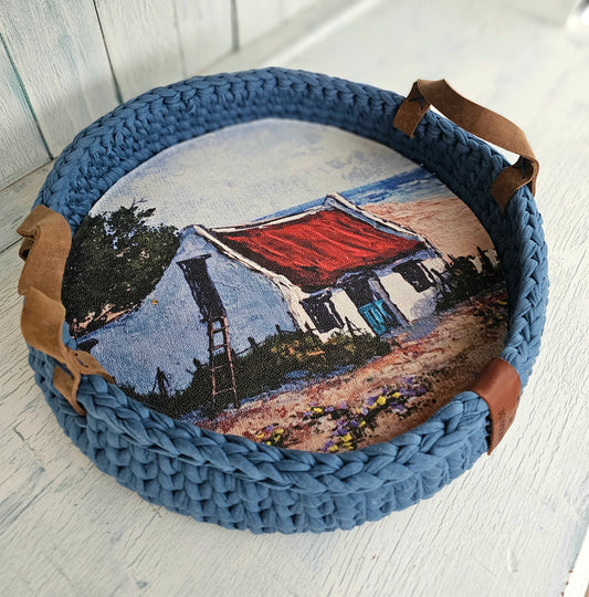 Braided hand crafted tray 32cm