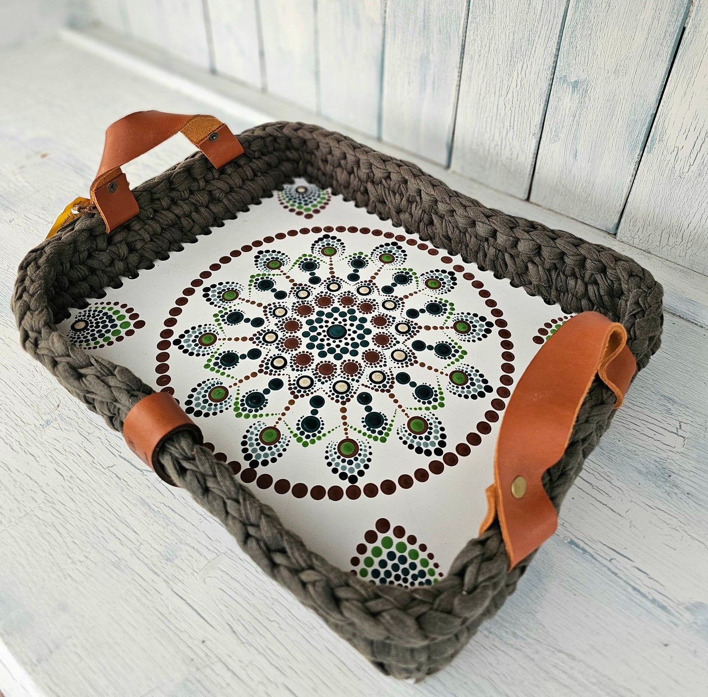 Braided hand crafted tray 30x25cm