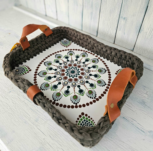 Braided hand crafted tray 30x25cm