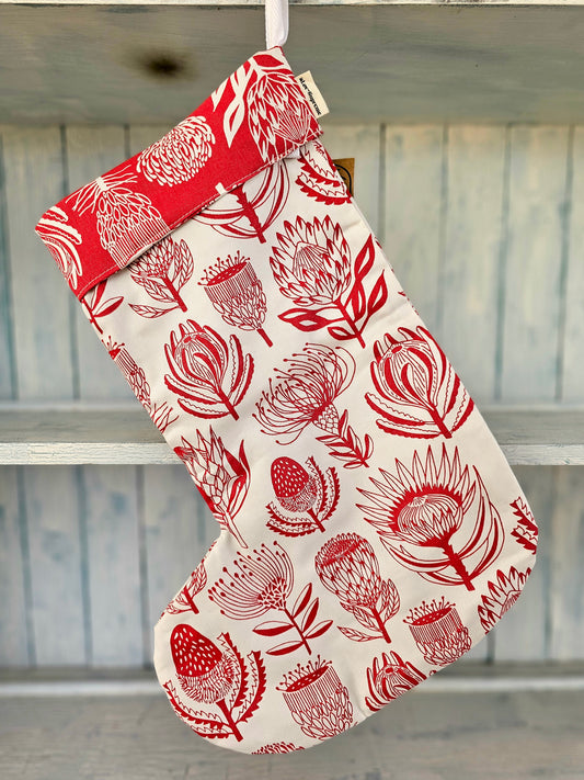 Large Christmas stocking Red Proteas