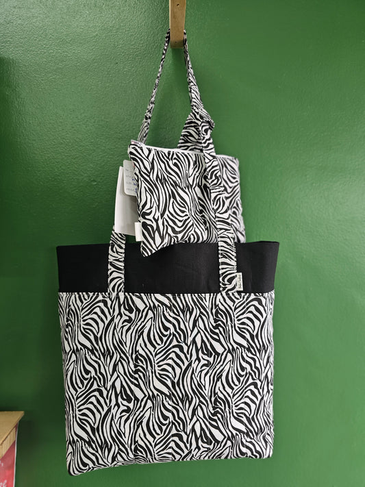 Handmade Tote & coin purse set Zebra