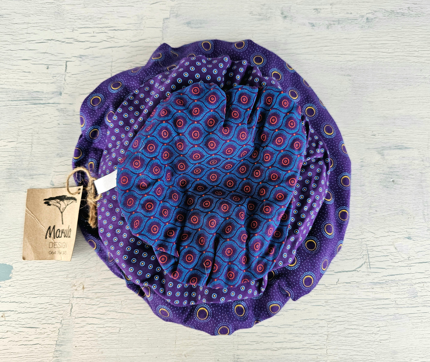 Bowl Covers - ShweShwe purple & blue - set of 3