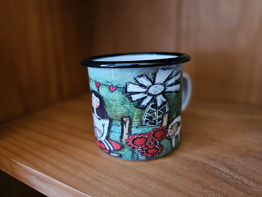 Blik bekers - Camping mugs,3 huisies