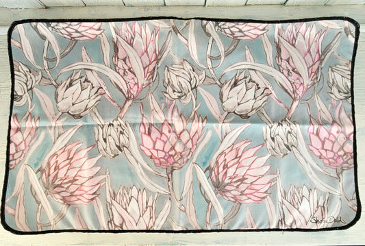Micro fibre Kitchen Towel - Teal & proteas