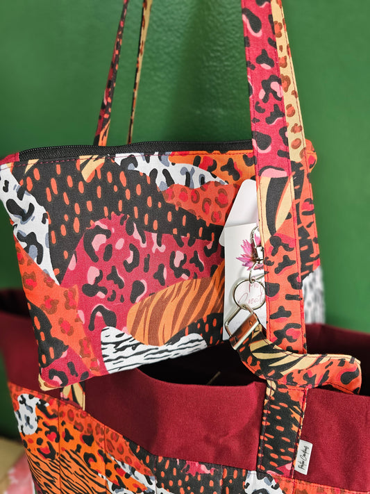 Handmade Tote & coin purse set Animal Print