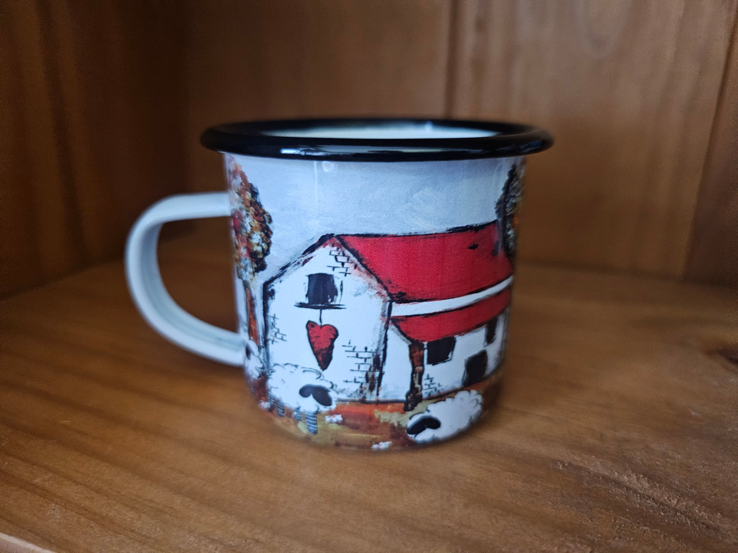 Blik bekers - Camping mugs,windpomp huisie