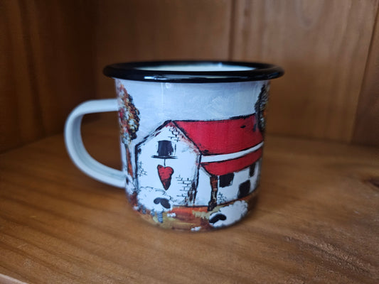 Blik bekers - Camping mugs,windpomp huisie