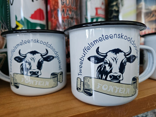 Blik bekers - Camping mugs, twee buffels