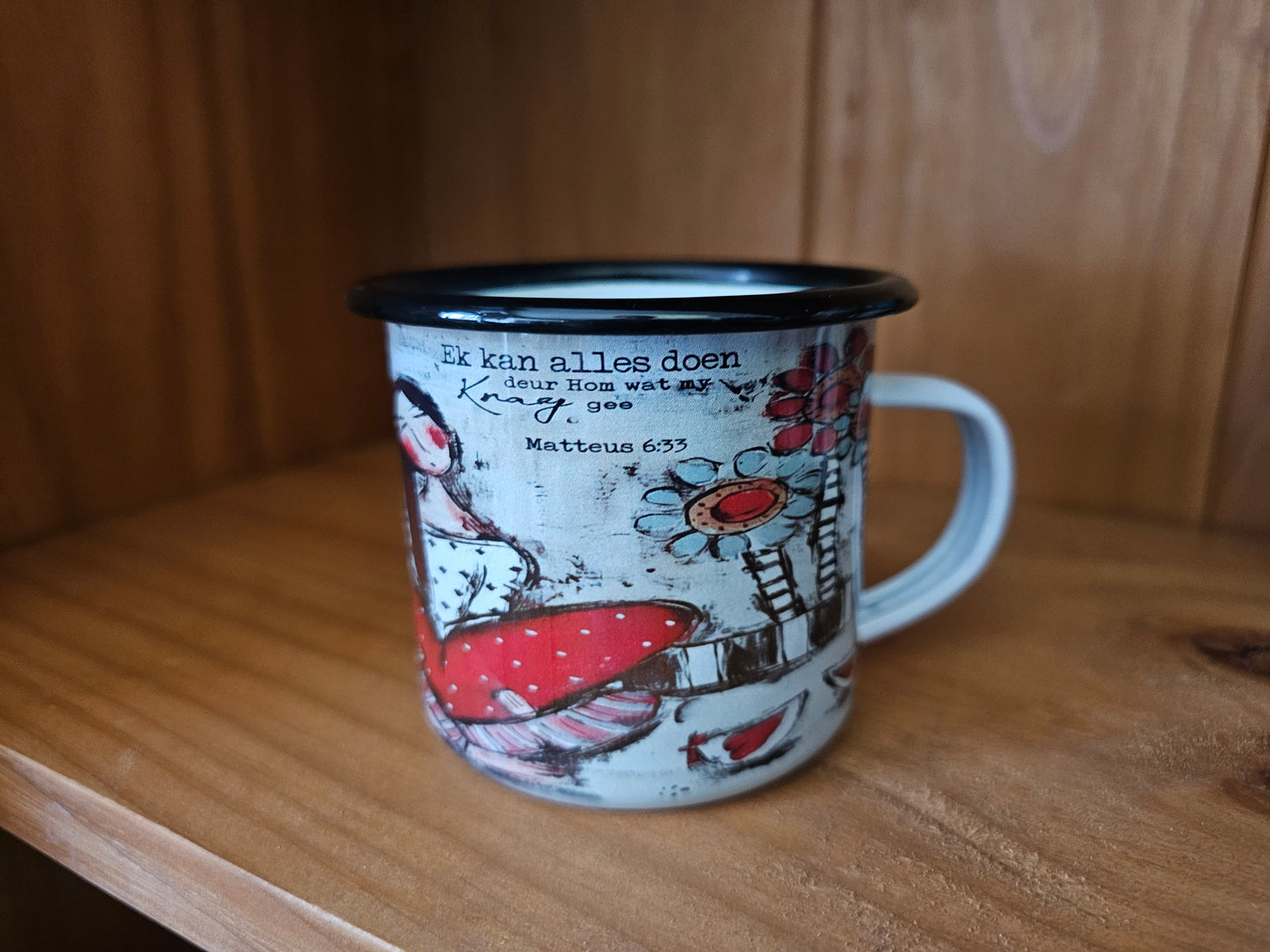 Blik bekers - Camping mugs,blou huisie