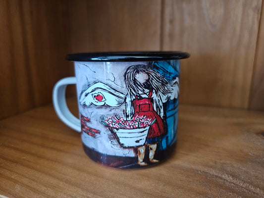 Blik bekers - Camping mugs,blou deur